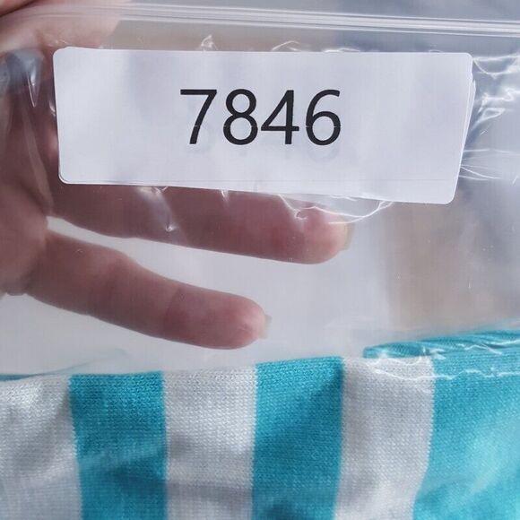 EXPRESS Womens Sweater Small Blue Pullover Crew White Stripe Stretch Knit - Picture 7 of 7